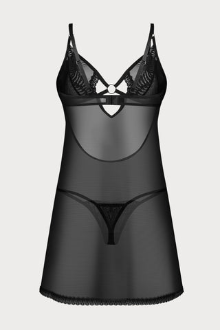 Obsessive Alliane Chemise & Thong Set Black