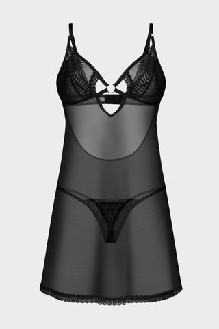 Obsessive Alliane Chemise & Thong Set Black