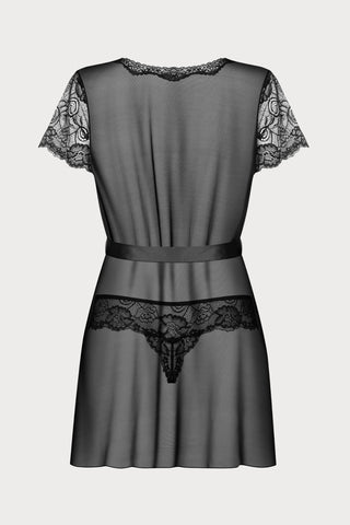 Obsessive Alluria Black Robe & Thong Set