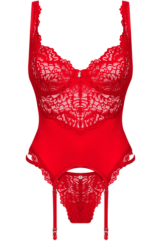 Obsessive Amor Cherris Corset & Thong Red