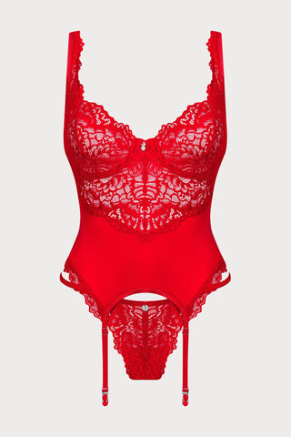 Obsessive Amor Cherris Corset & Thong Red