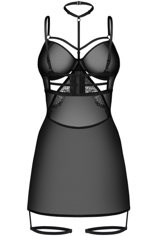 Obsessive Arrowel Sheer Black Underwired Chemise - Sexy Black Lingerie