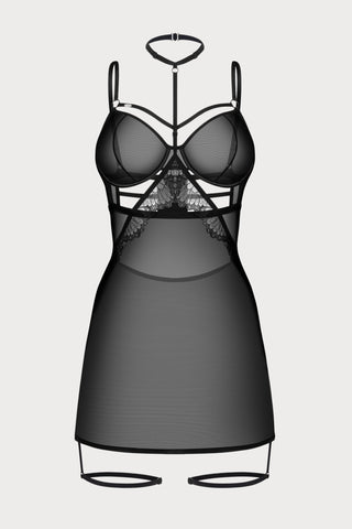 Obsessive Arrowel Sheer Black Underwired Chemise