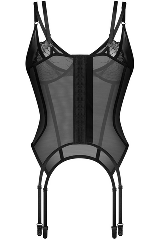 Obsessive Arrowel Sheer Black Underwired Corset - Sheer Black Lingerie