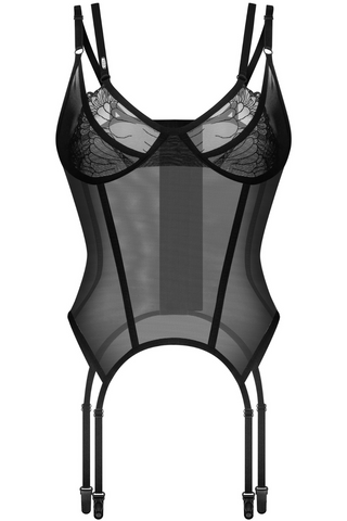 Obsessive Arrowel Sheer Black Underwired Corset - Sheer Black Lingerie
