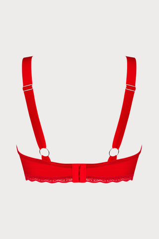 Belovya Red Lace Underwired Bra, Size M-L (UK 10-12)