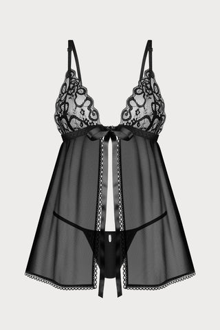 Obsessive Blomentis Babydoll & Thong Black