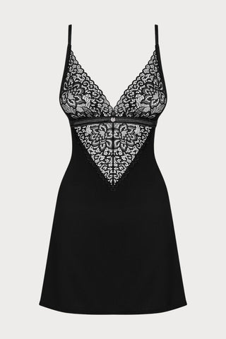 Obsessive Cecilla Black Chemise & Thong Set