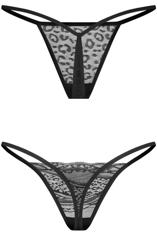 Obsessive Clara Black Lace 2 Pack Thongs - Lace Knickers