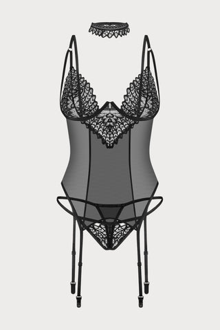 Obsessive Donarella Choker, Corset & Thong Black