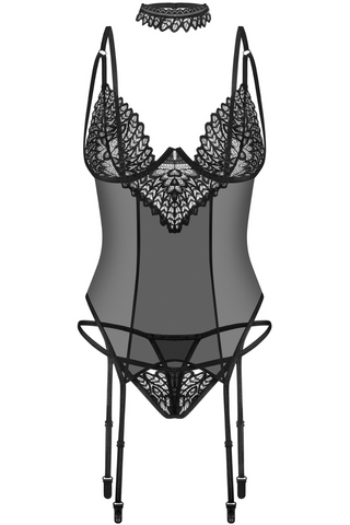 Obsessive Donarella Choker, Corset & Thong Black