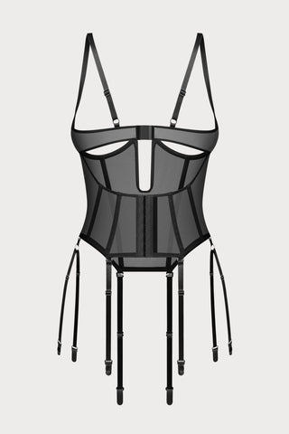 Obsessive Euphori Black Sheer Cupless Corset