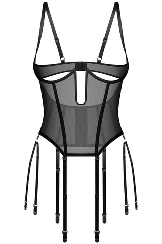 Obsessive Euphori Black Sheer Cupless Corset - Sheer Black Lingerie