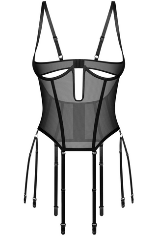 Obsessive Euphori Black Sheer Cupless Corset - Sheer Black Lingerie