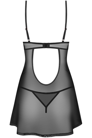 Obsessive Euridia Black Chemise & Thong Set - Sheer Lingerie