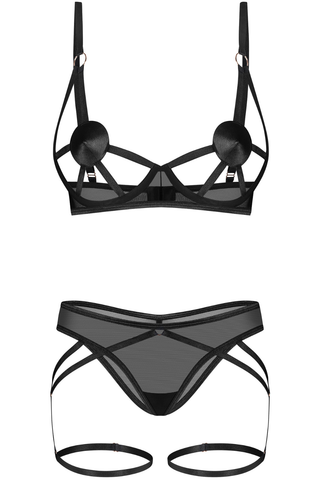 Obsessive Euridia Black 2 Piece Set - Strappy Bra & Brief