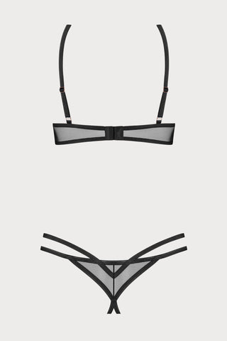 Obsessive Euridia Black 2 Piece Set - Open Bra & Crotchless Thong