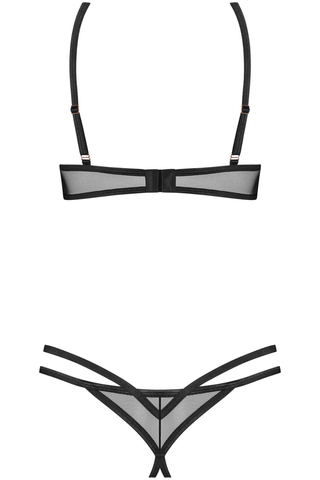 Obsessive Euridia Black 2 Piece Set - Open Bra & Crotchless Thong