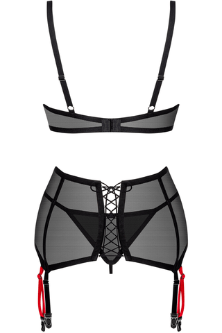 Obsessive Glandez Bra, Thong & Suspender Black