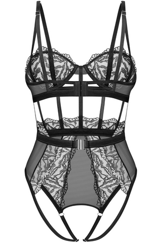 Obsessive Hersis Black Underwired Crotchless Bodysuit