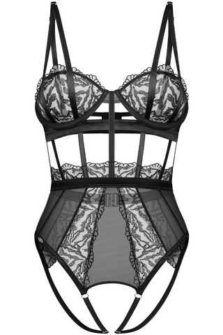 Obsessive Hersis Black Underwired Crotchless Bodysuit
