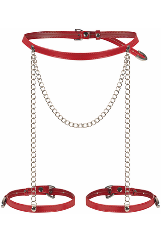 Obsessive Inferro Red Bottom Harness with Silver Chains
