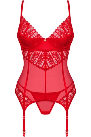 Obsessive Ingridia Corset & Thong Set Red