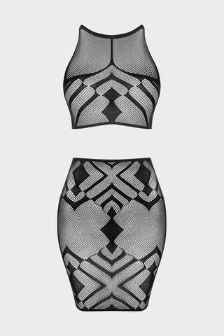Obsessive K101 Black Set - Knitted Top & Skirt