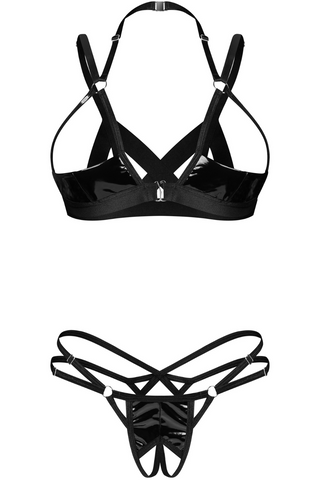 Obsessive Keira Lise Black Cupless Bra & Crotchless Thong