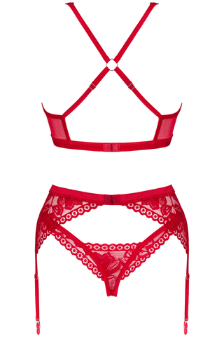 Obsessive Lacelove 3 Piece Set Red