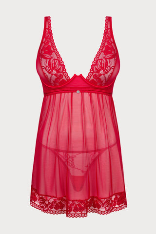 Obsessive Lacelace Babydoll & Thong Set Red
