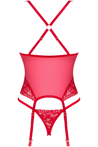 Obsessive Lacelove Corset & Thong Red