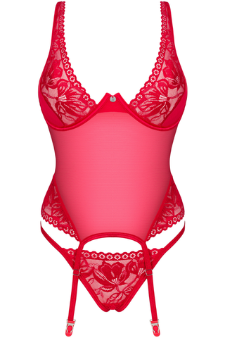 Obsessive Lacelove Corset & Thong Red