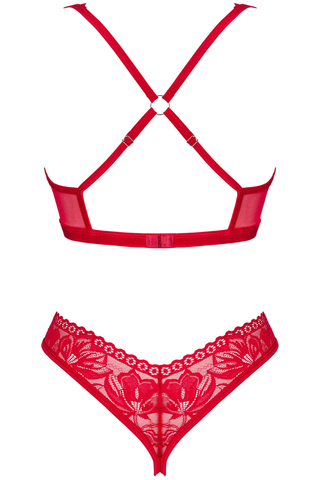Obsessive Lacelove Open Bra & Thong Red