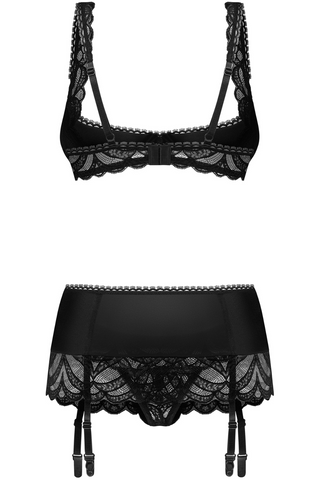 Obsessive Lecille Black 3 Piece Open Set - Sexy Lingerie