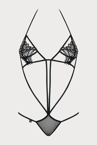 Luiza Black Strappy Thong Bodysuit