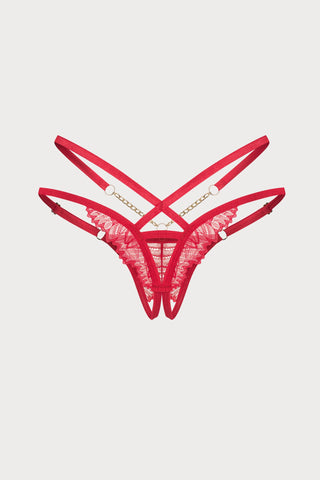 Matildea Red Lace Crotchless Thong