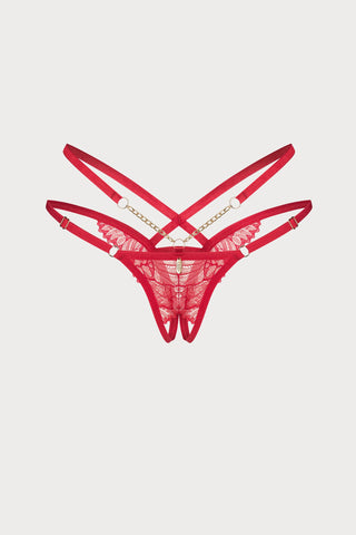 Matildea Red Lace Crotchless Thong