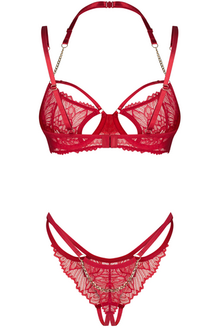 Obsessive Matildea Red Underwired Bra & Crotchless Thong