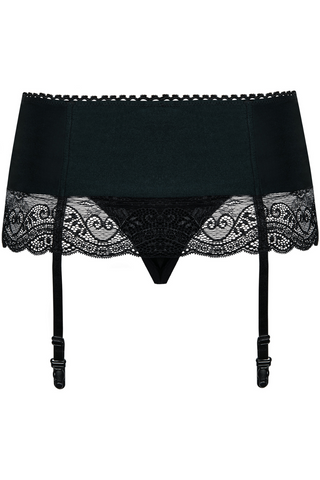 Obsessive Miamor Black Lace Suspender & Mini Thong Set