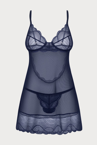 Nightly Blue Chemise & Thong