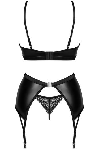 Obsessive Norides Bra, Thong & Suspender Black