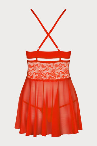 838 Red Babydoll & Thong set, Size XXL (UK 16)