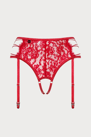 Obsessive Rediosa Crotchless Suspender Thong Red