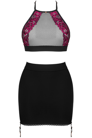 Obsessive Rosenty Top & Suspender Skirt Black