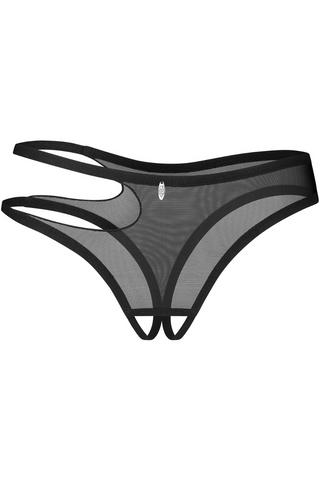 Obsessive Saturis Black Crotchless Thong - Sheer Knickers
