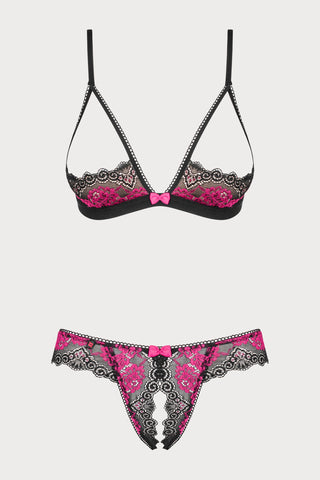 Tulia Cupless Bra & Crotchless Thong