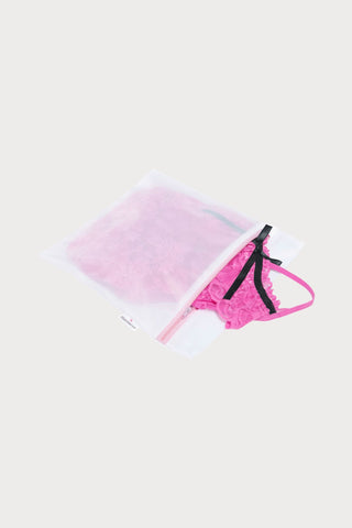 Obsessive White & Pink Mesh Lingerie Wash Bag - Naughty Knickers