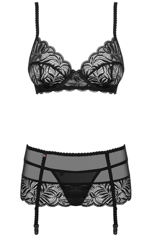 Obsessive Contica 3-Piece Lingerie Set - Sexy Black Lingerie