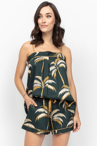 Fable & Eve Pimlico Palm Print Cami and Shorts Set Emerald Green